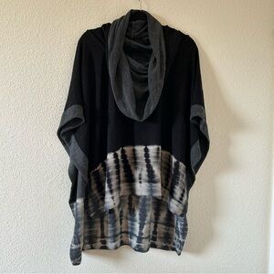 Gypsy Global Village Women’s Poncho Shawl One Size Black Gray Lagenlook Boho